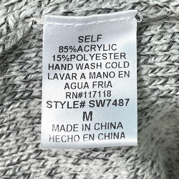 Kate Collection Heather Gray Heart & Lace Trim Sweater Medium Girly Romantic - Picture 5 of 6